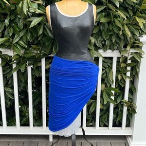 Hot Miami Styles; Vibrant Blue; Ruched; Asymmetrical; SlipOn Skirt/Swim Cover; L